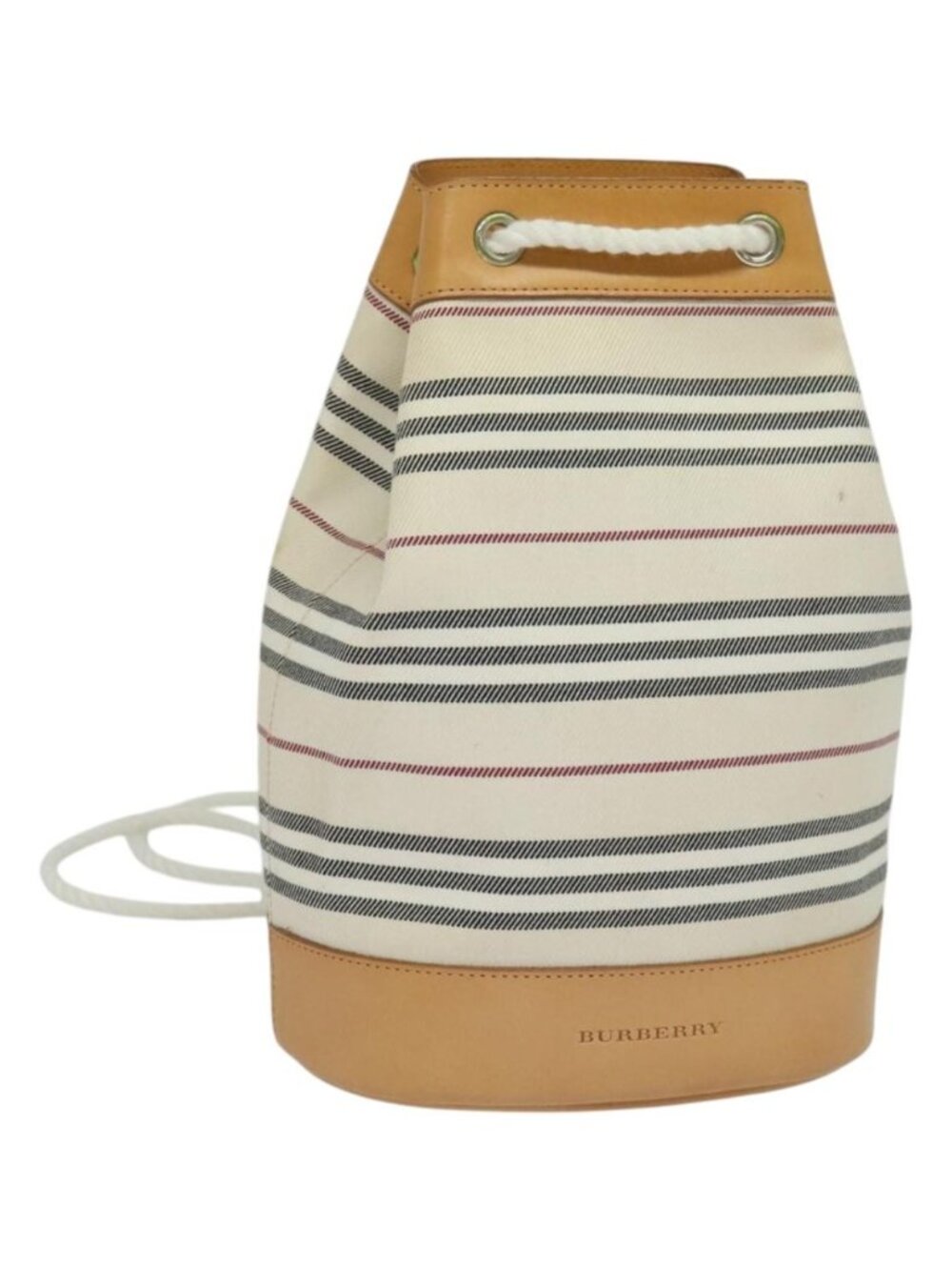 BURBERRY Shoulder Bag Canvas Leather White
